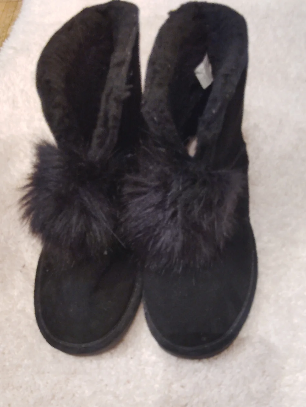 BearPaw Women's Black Faux Fur Ankle Boots